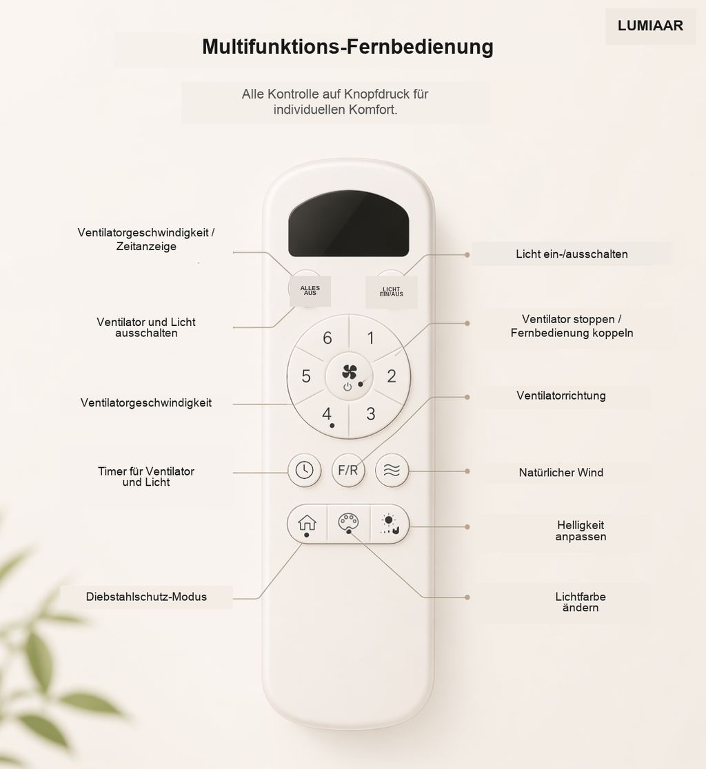 Calisto | Design-Ventilator LED Fernbedienung 117 cm