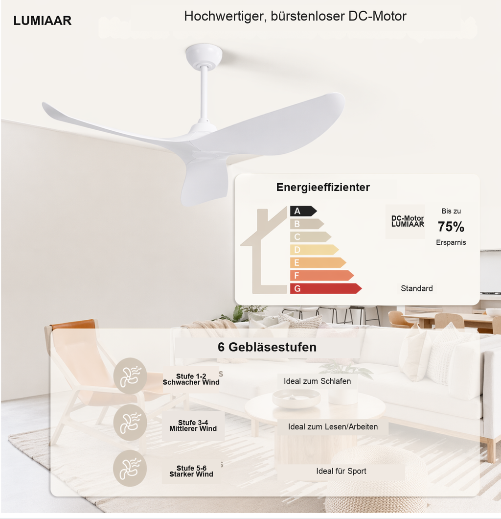 Capraia | Design-Ventilator LED Fernbedienung 97 cm