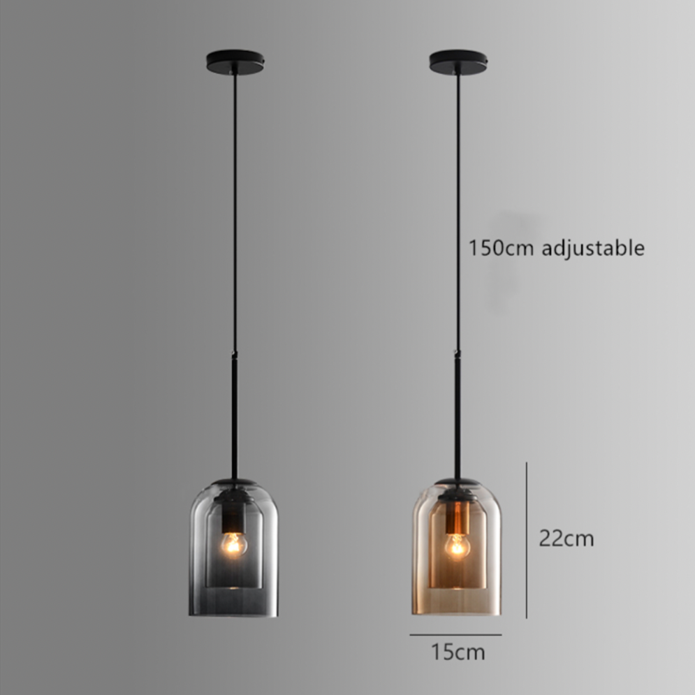 Pendelleuchte Doppelter abgerundeter Schlauch Rauchglas Design modern