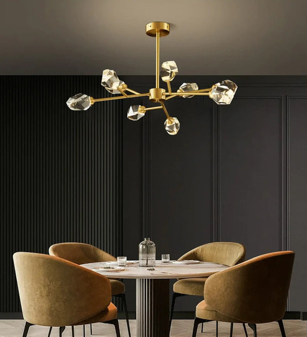 Kronleuchter Gold aus Glas und Kristallen