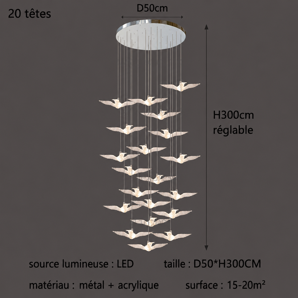 Pendelleuchte LED Vogel Design Modern
