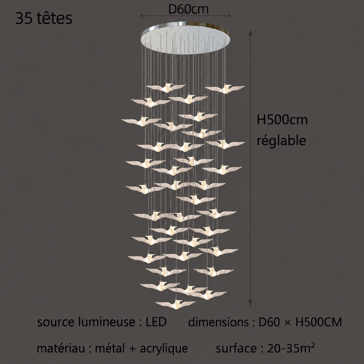 Pendelleuchte LED Vogel Design Modern