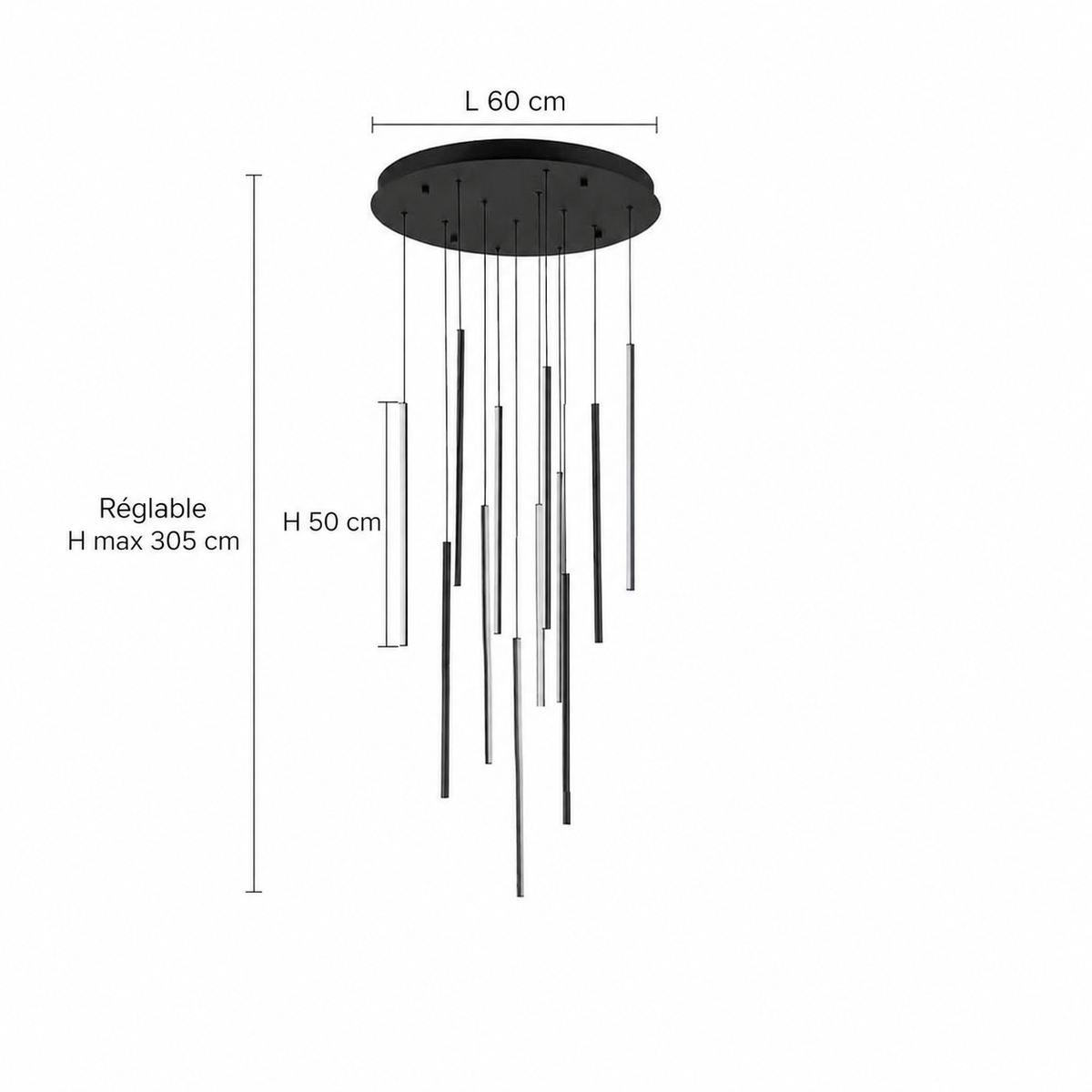 Kronleuchter Wasserfall LED Schwarz Smart für Esszimmer