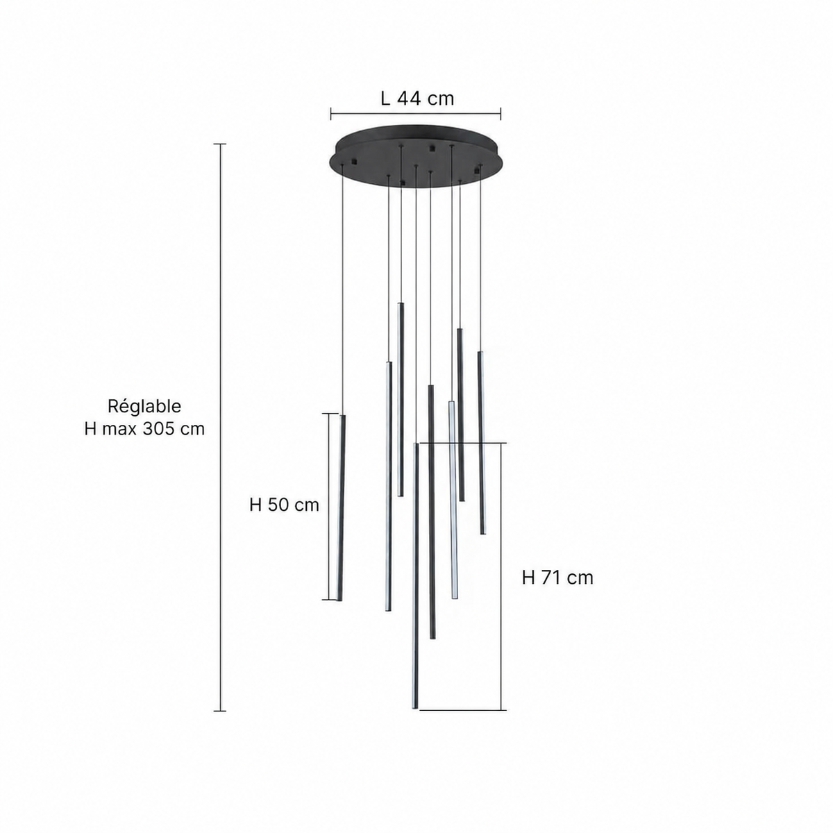 Kronleuchter Wasserfall LED Schwarz Smart für Esszimmer
