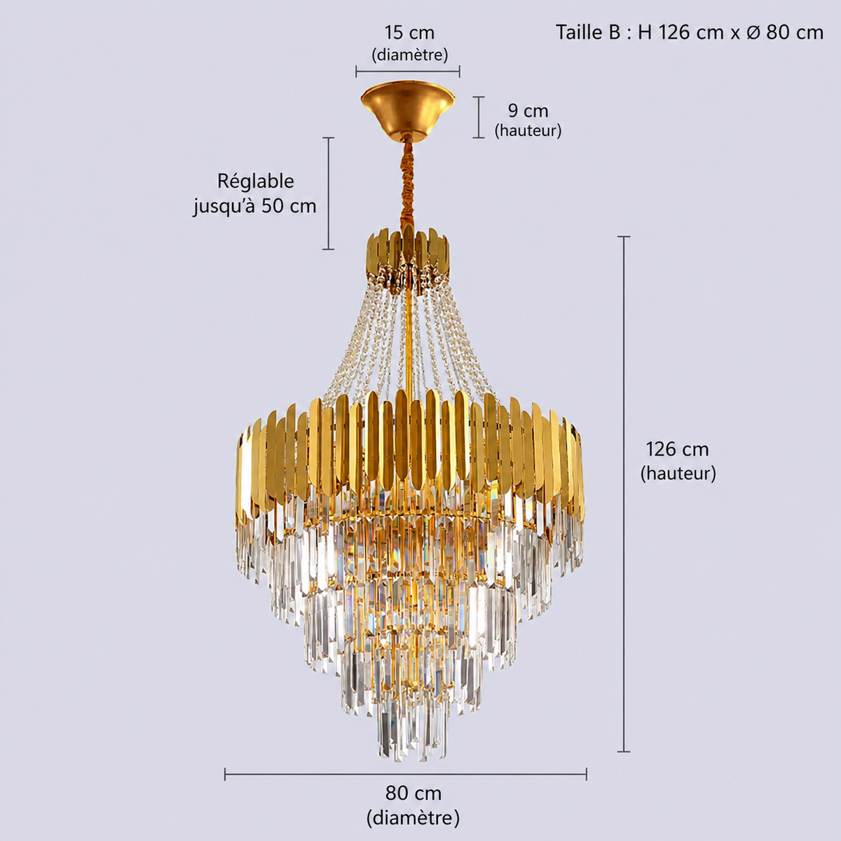 Kronleuchter Kristall Gold Modern für Wohnzimmer