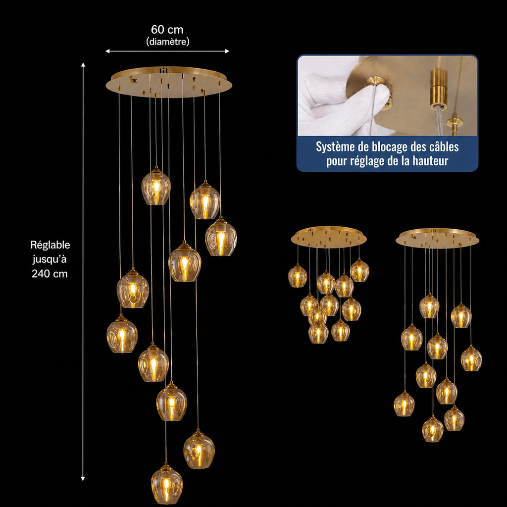 Kronleuchter Mundgeblasenem Glas Hand Gold - Eingang Treppenhaus Esszimmer für Esszimmer