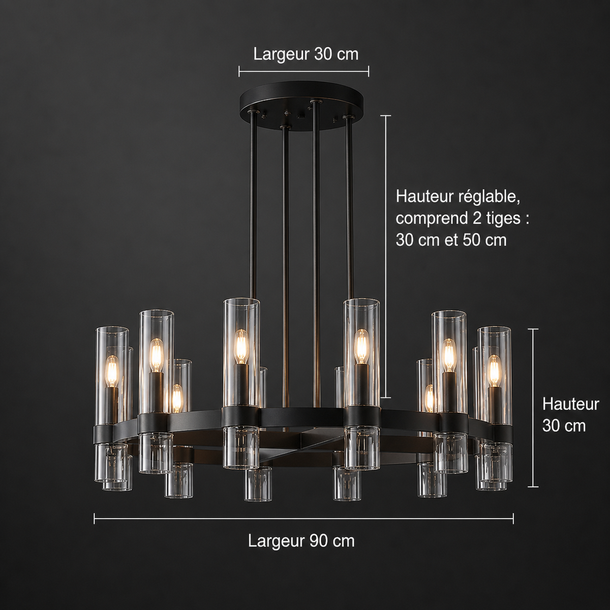 Kronleuchter Röhre Glas Transparent Gold für Esszimmer
