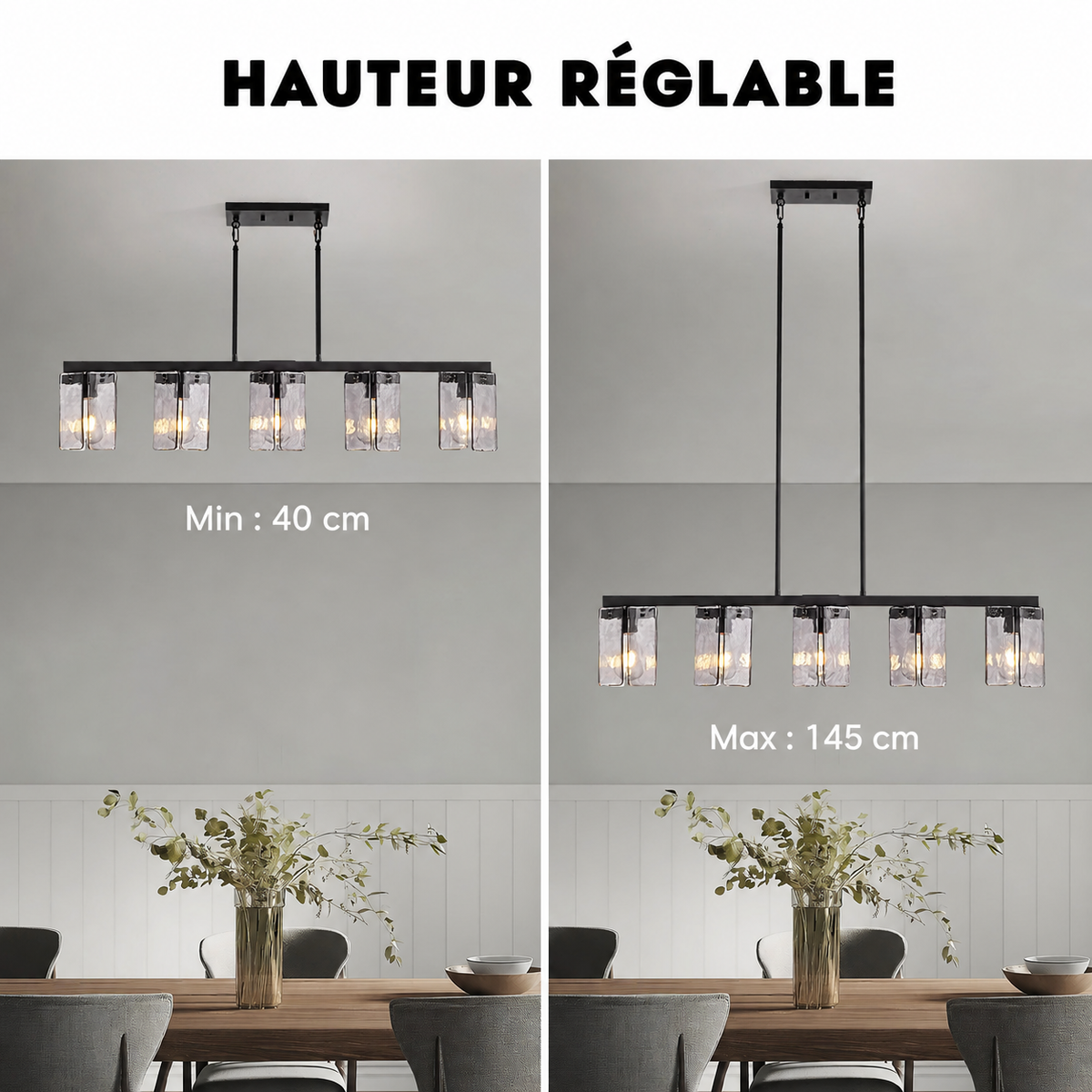 Kronleuchter Linear Rauchglas für Esszimmer