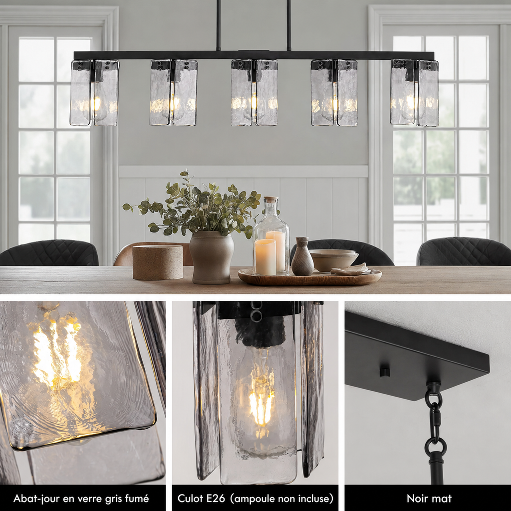 Kronleuchter Linear Rauchglas für Esszimmer