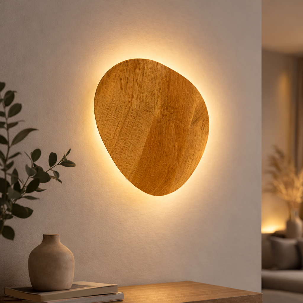 Wandleuchte Skandinavisch LED Oval aus Holz