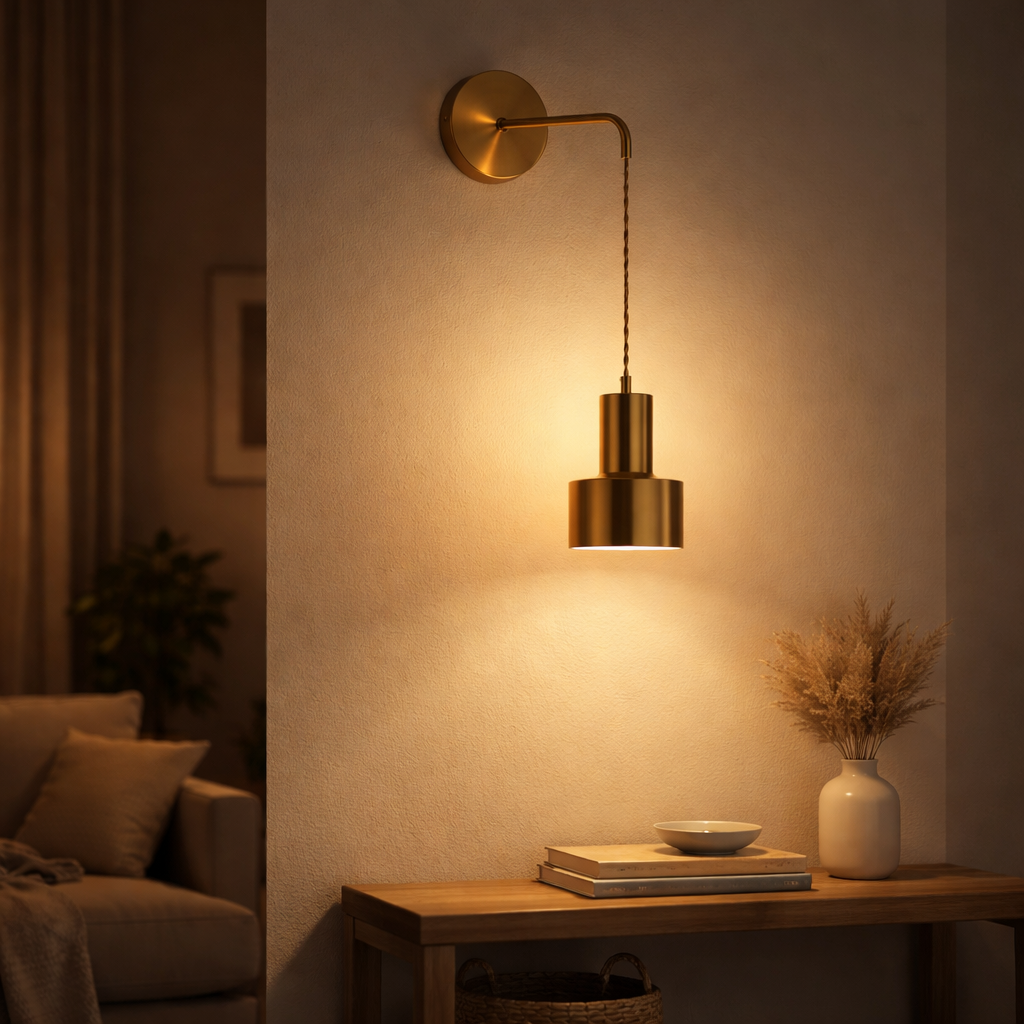 Wandleuchte Golden mit Lampe Hängend Design