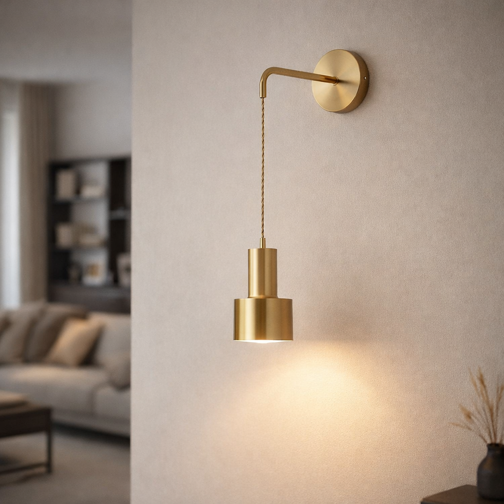 Wandleuchte Golden mit Lampe Hängend Design