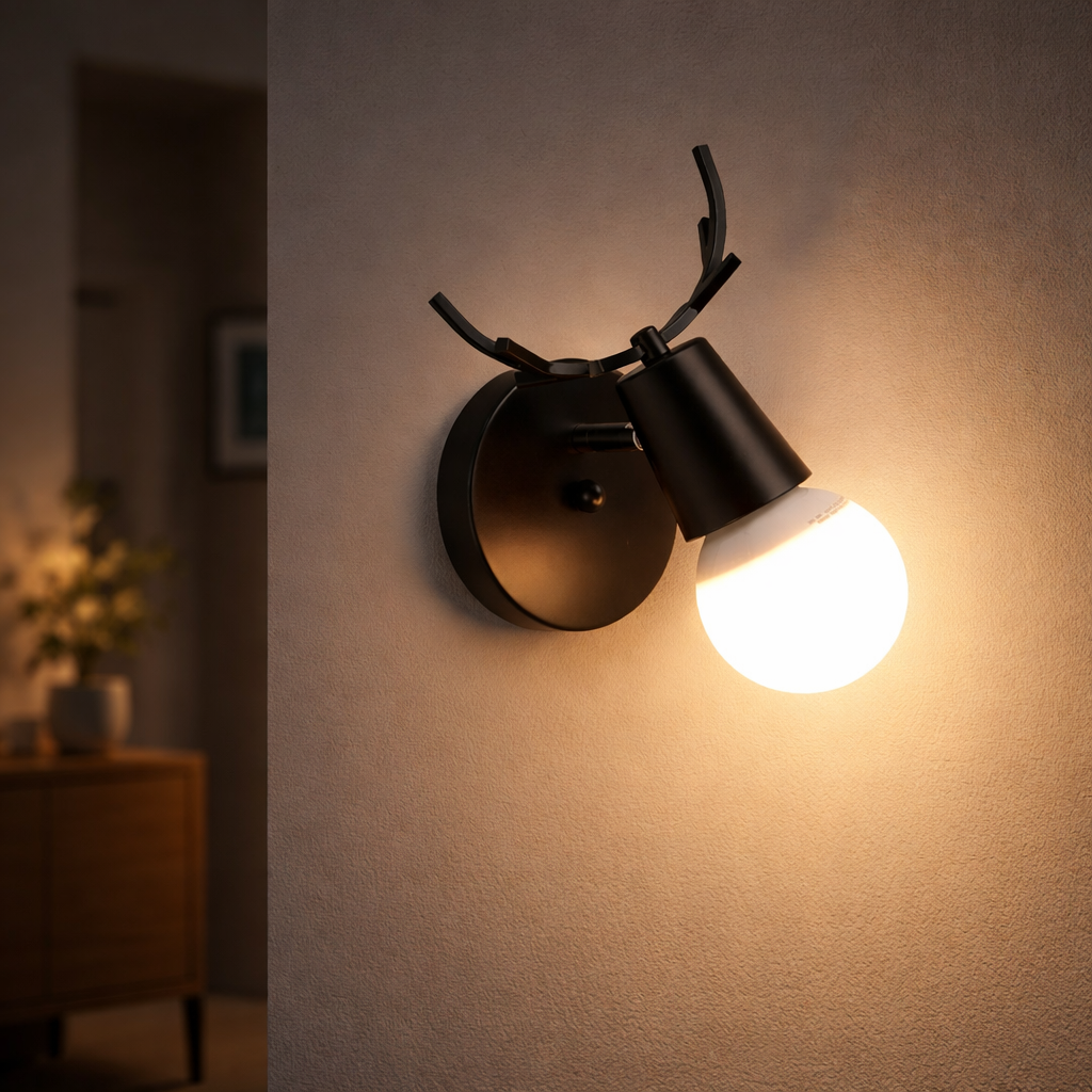 Wandleuchte LED Cerf aus Holz Design Originell