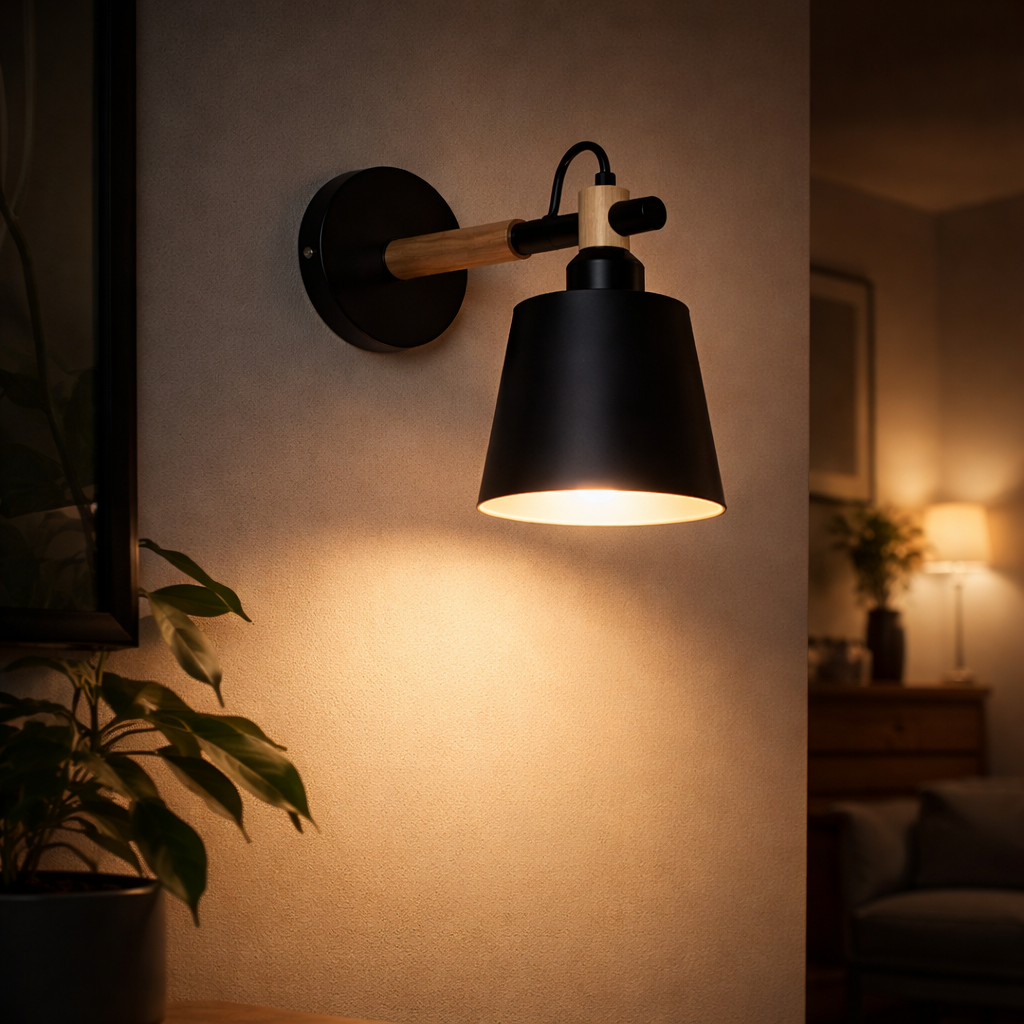 Wandleuchte LED Holz und Metall Stil skandinavisch