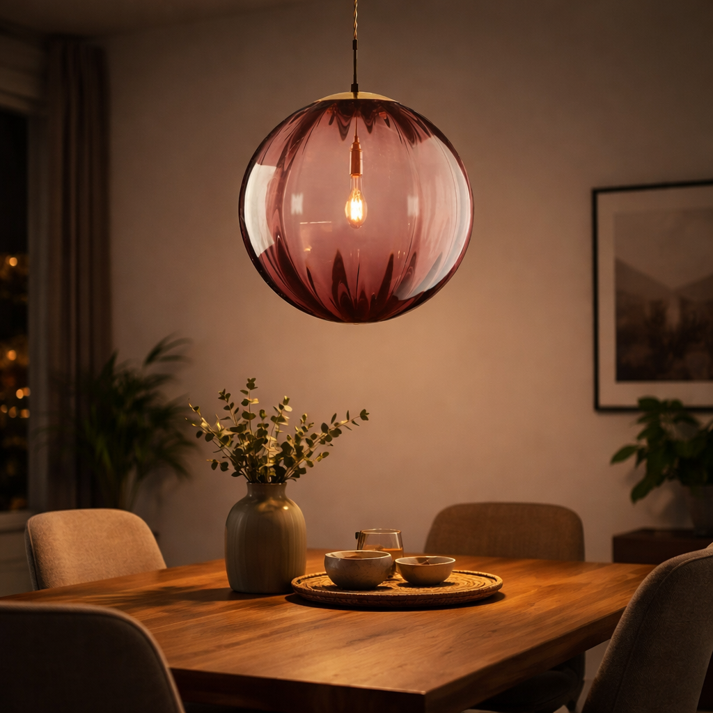 Pendelleuchte LED Kugel aus farbigem Glas Design modern