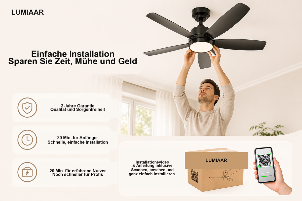 Helix | Moderner Ventilator LED Fernbedienung 107 cm