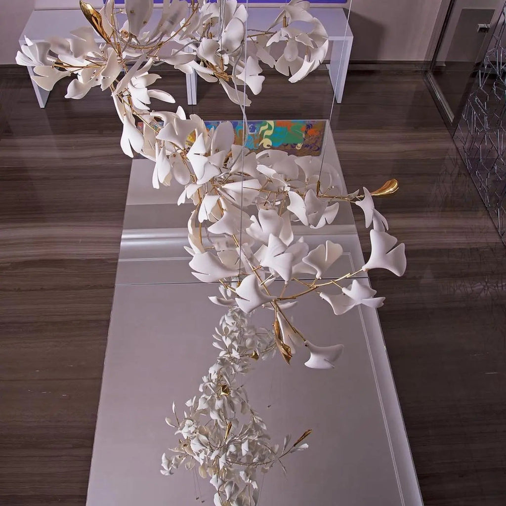 Kronleuchter Blumen Gold aus Keramik