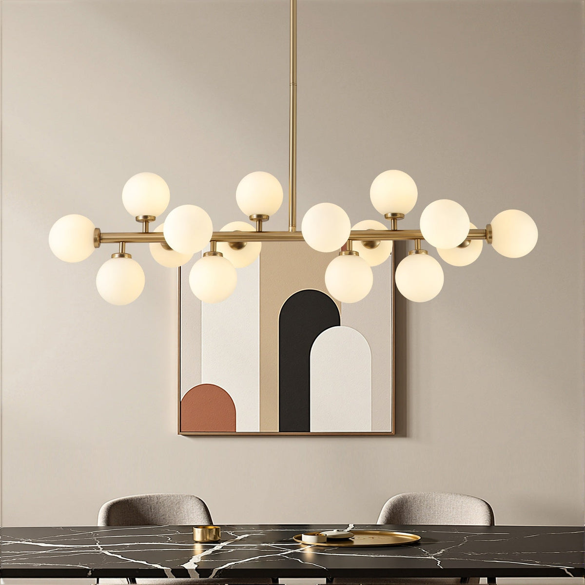 Kronleuchter Rechteckig Metall Esszimmer Grau