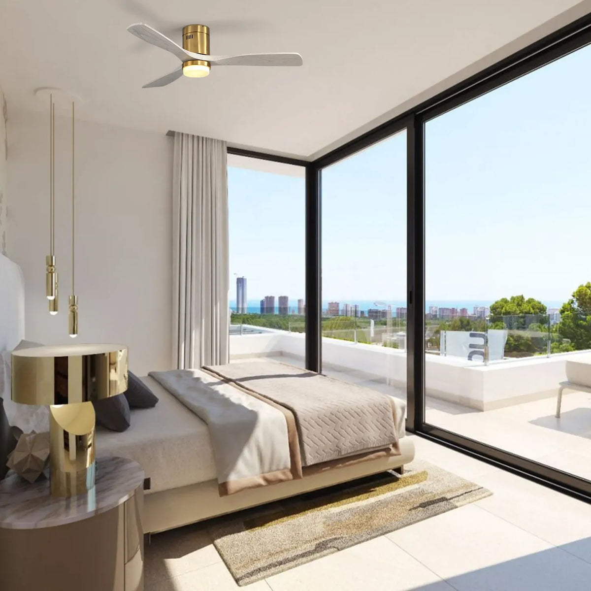 Miami | Deckenventilator 132cm Aura - Flügel Holz & LED integriert