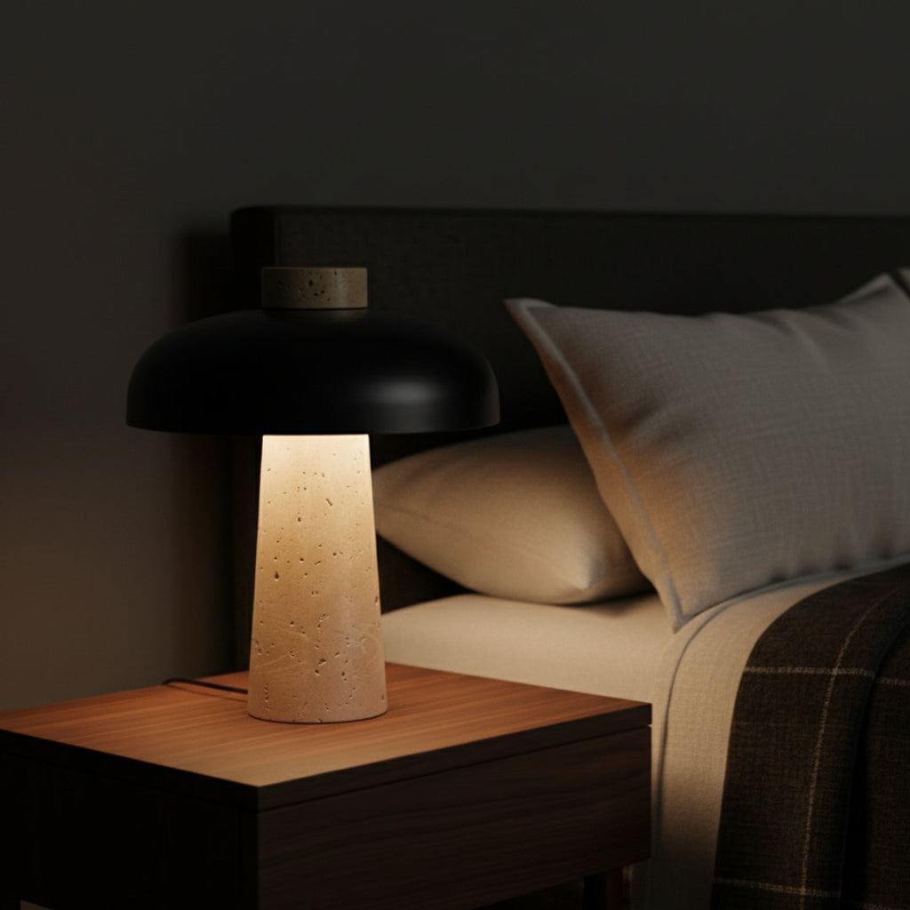Nachttischlampe Design aus Stein