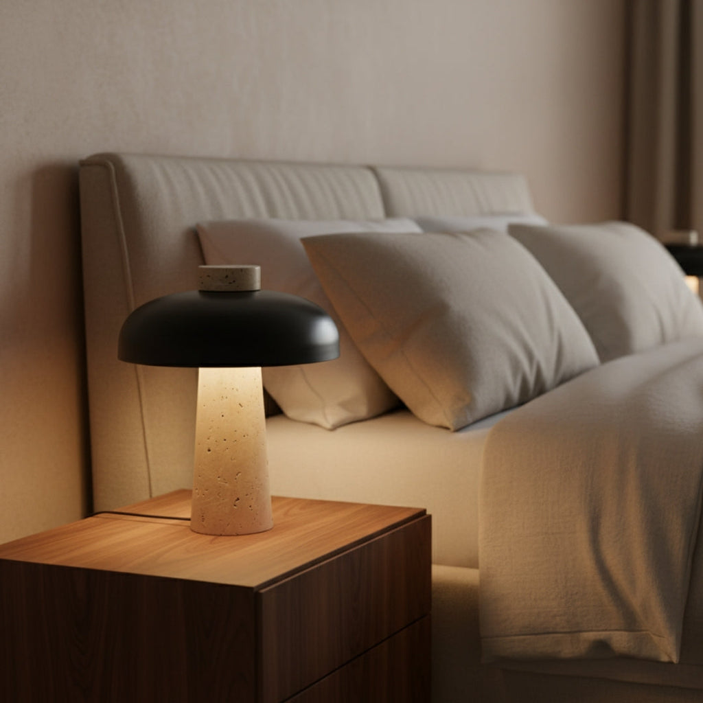 Nachttischlampe Design aus Stein