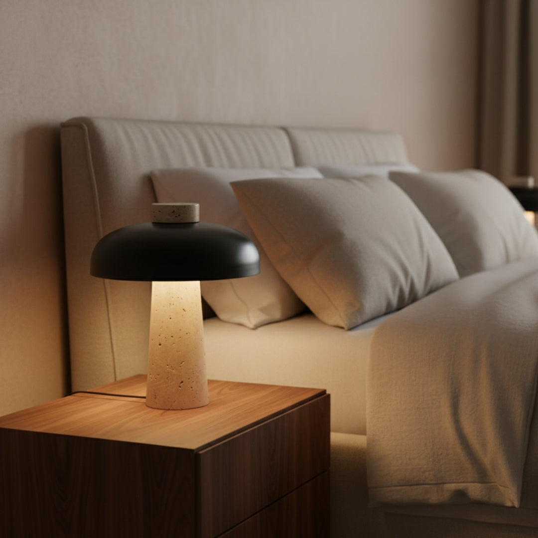 Nachttischlampe Design aus Stein