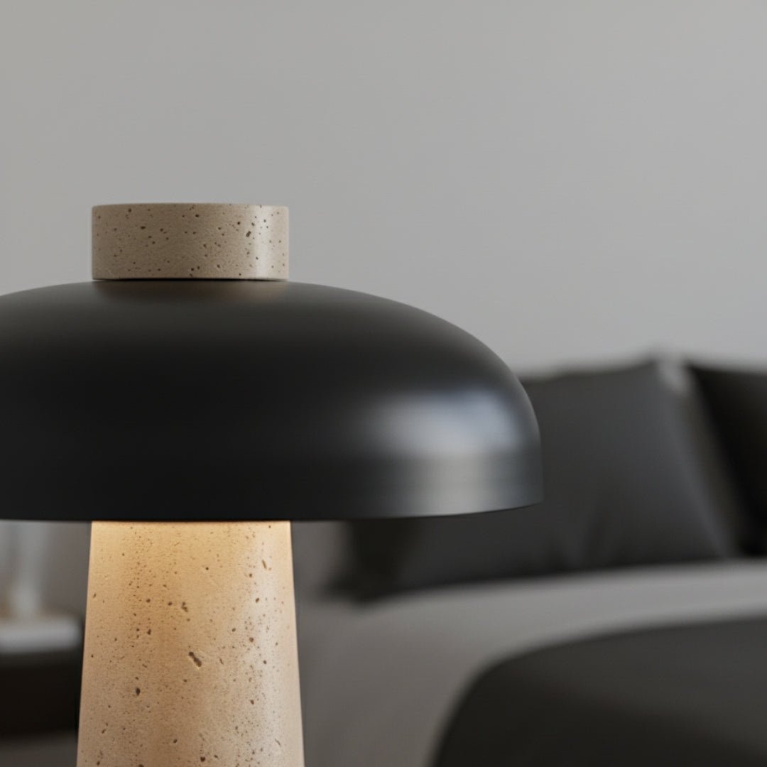 Nachttischlampe Design aus Stein