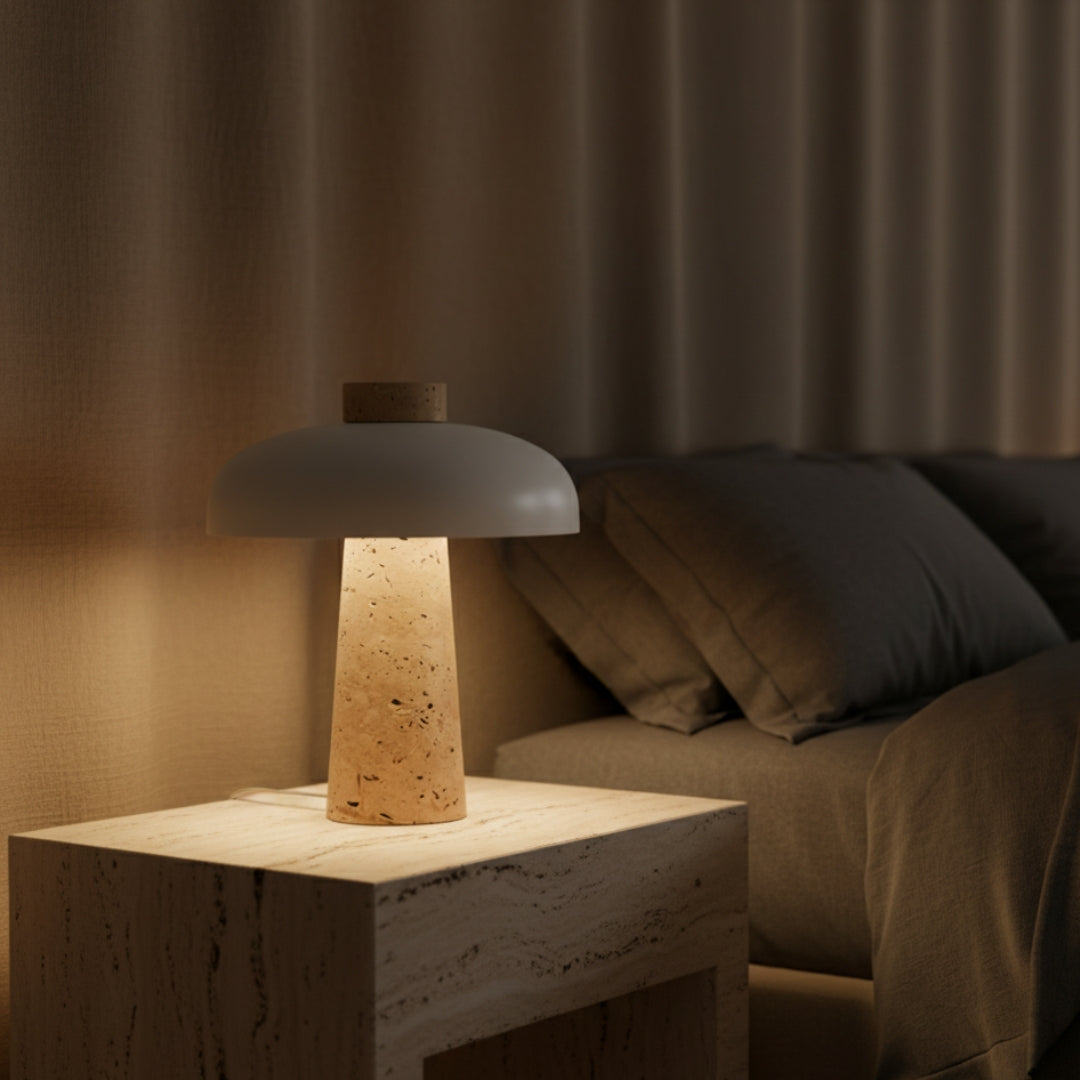 Nachttischlampe Design aus Stein