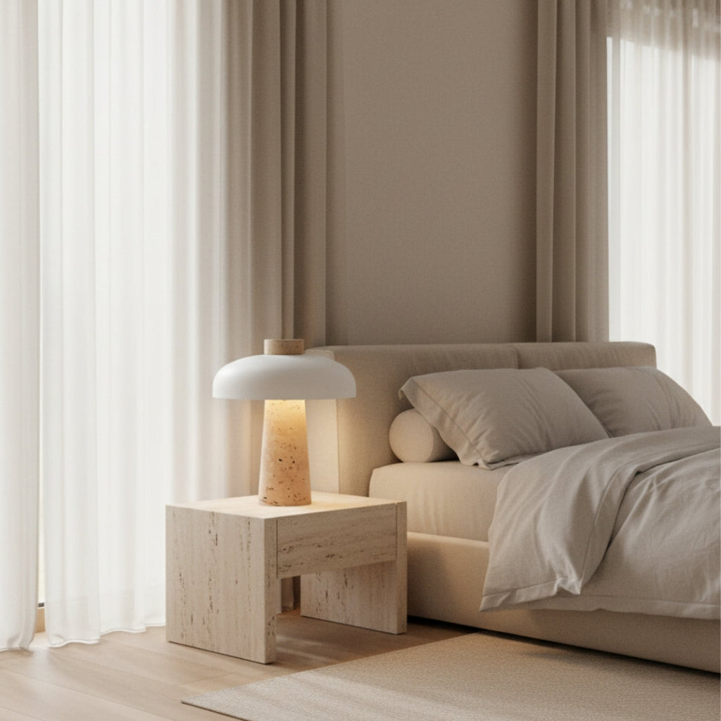 Nachttischlampe Design aus Stein