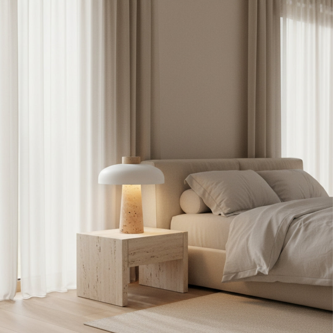Nachttischlampe Design aus Stein