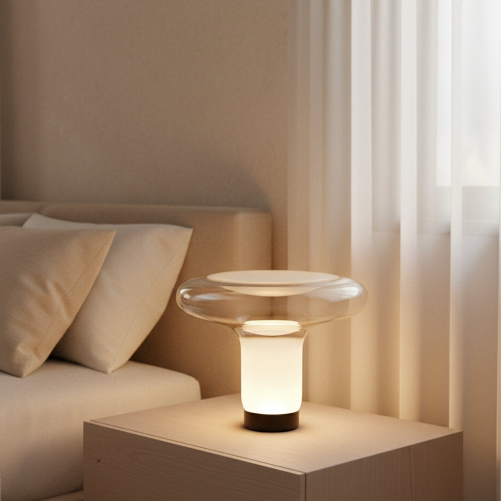 Nachttischlampe Design aus Glas