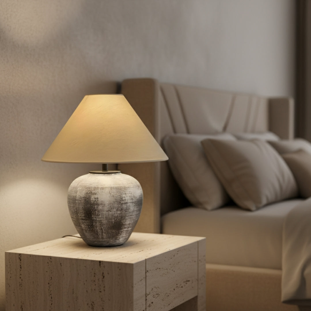 Nachttischlampe Japanisch aus Keramik