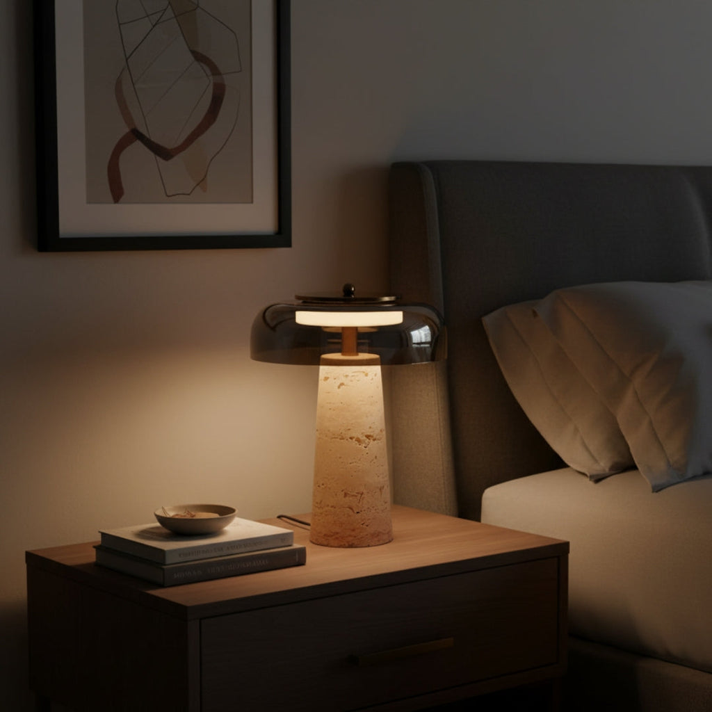 Nachttischlampe Naturstein
