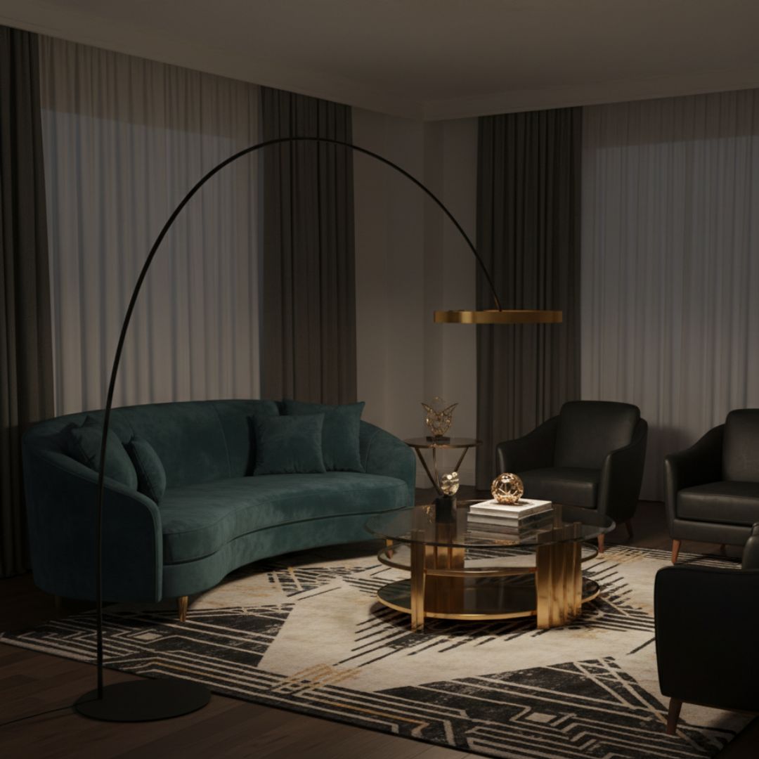 Stehlampe Bogen