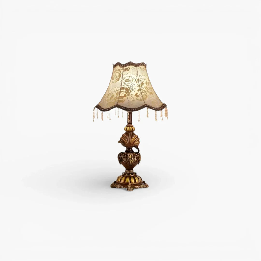 Nachttischlampe Antik mit Lampenschirm