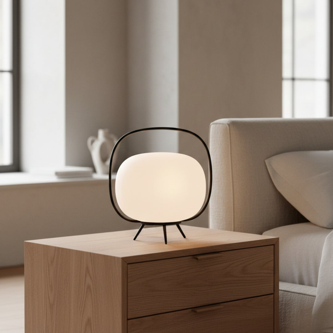 Nachttischlampe Art Deko aus Glas