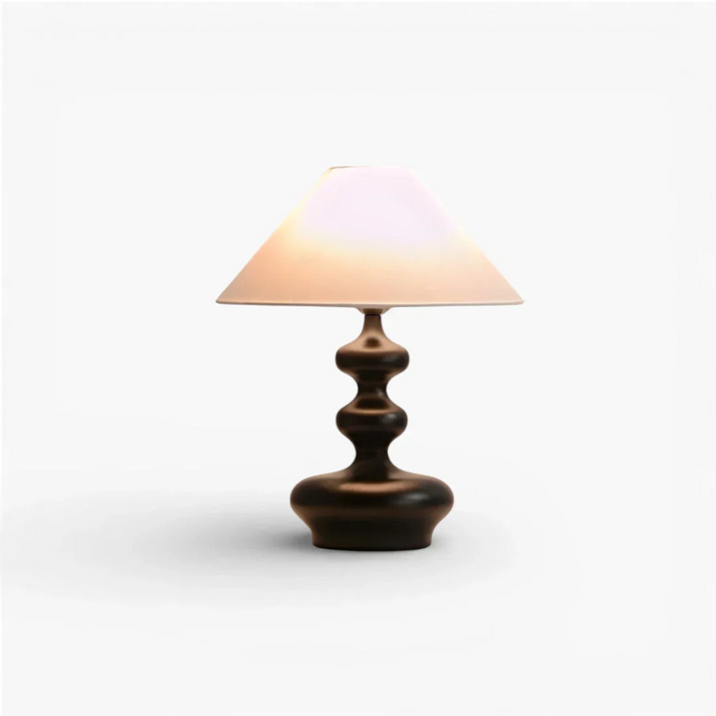 Nachttischlampe Holz Pilzform