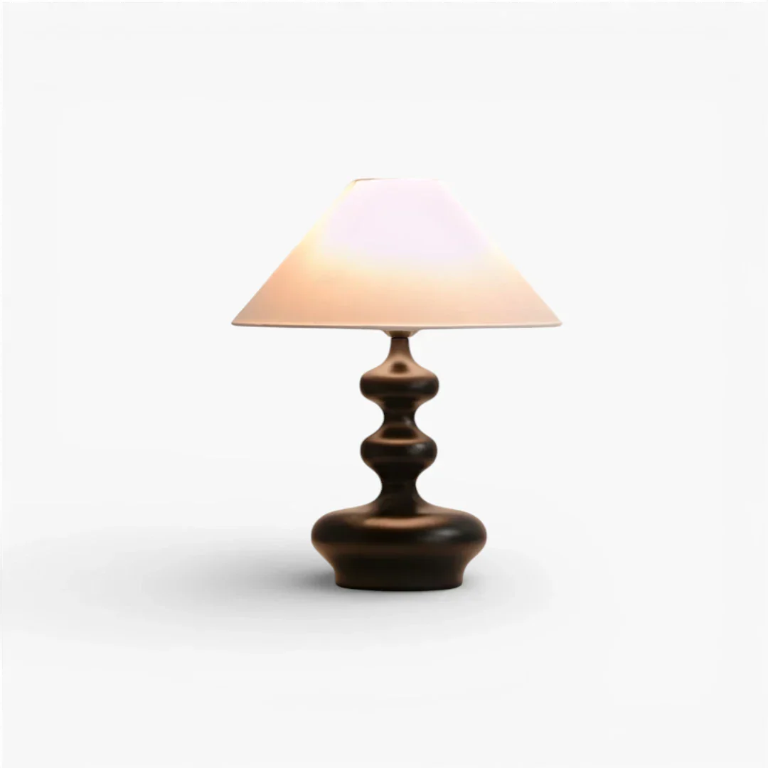 Nachttischlampe Holz Pilzform