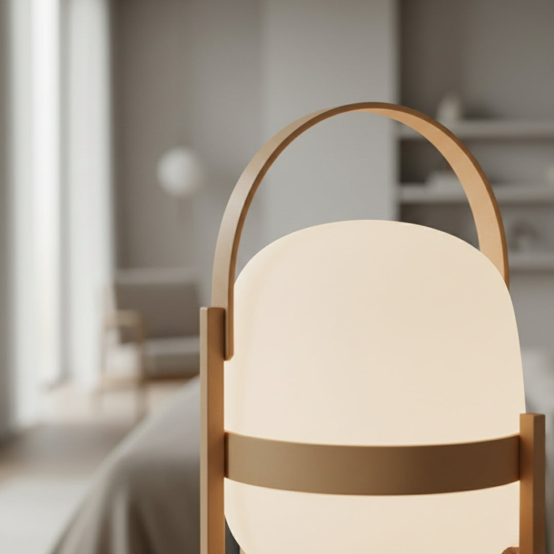 Nachttischlampe Holz im japanischen Stil