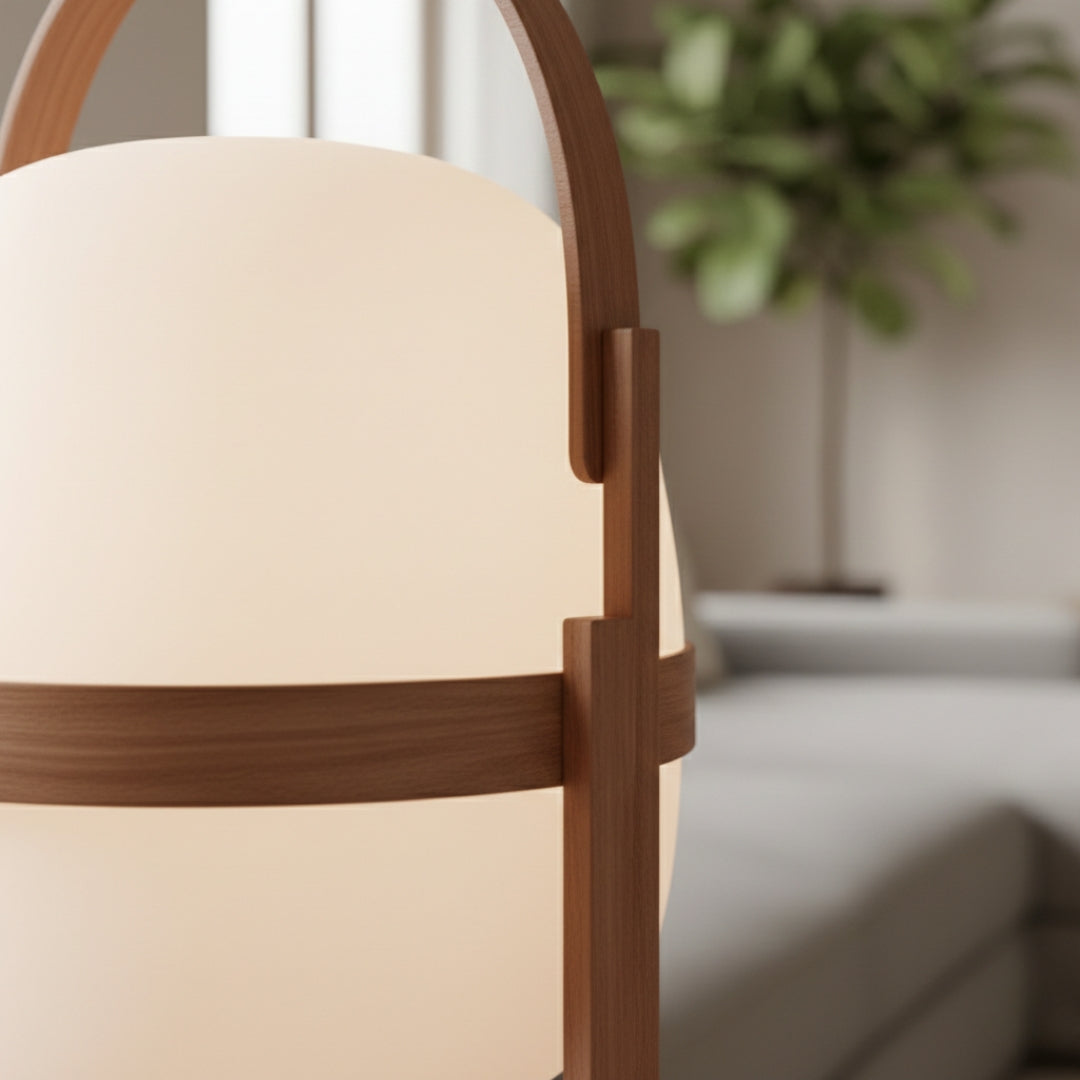 Nachttischlampe Holz im japanischen Stil