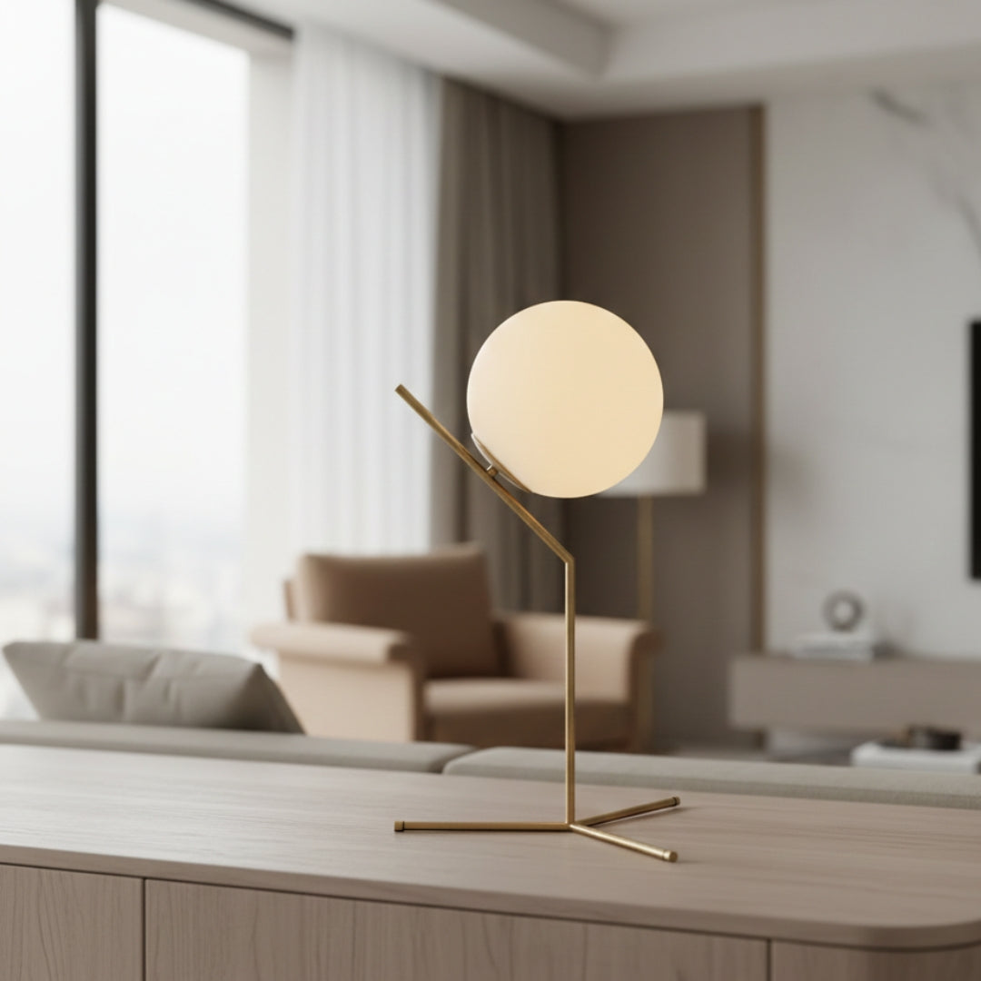 Nachttischlampe Kugel Weiß