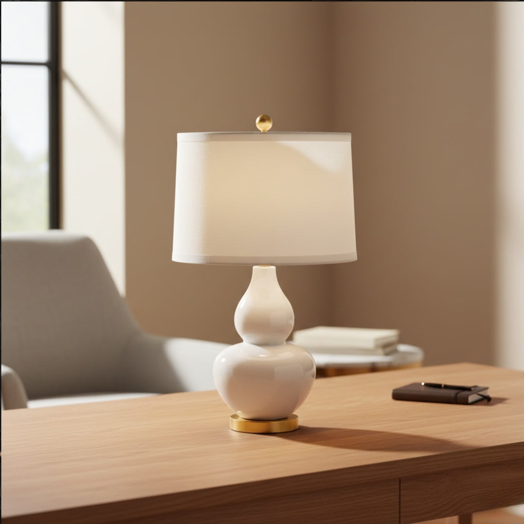 Nachttischlampe Keramik Weiß