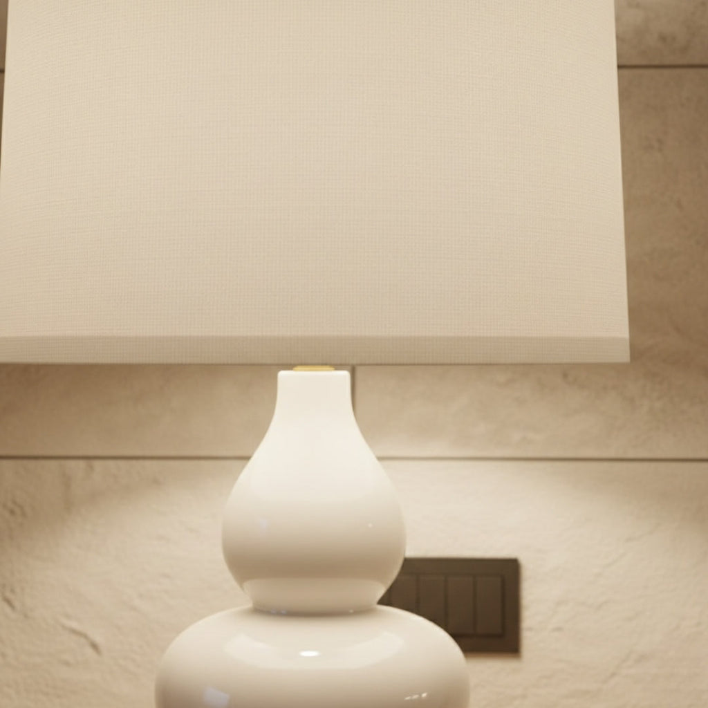 Nachttischlampe Keramik Weiß