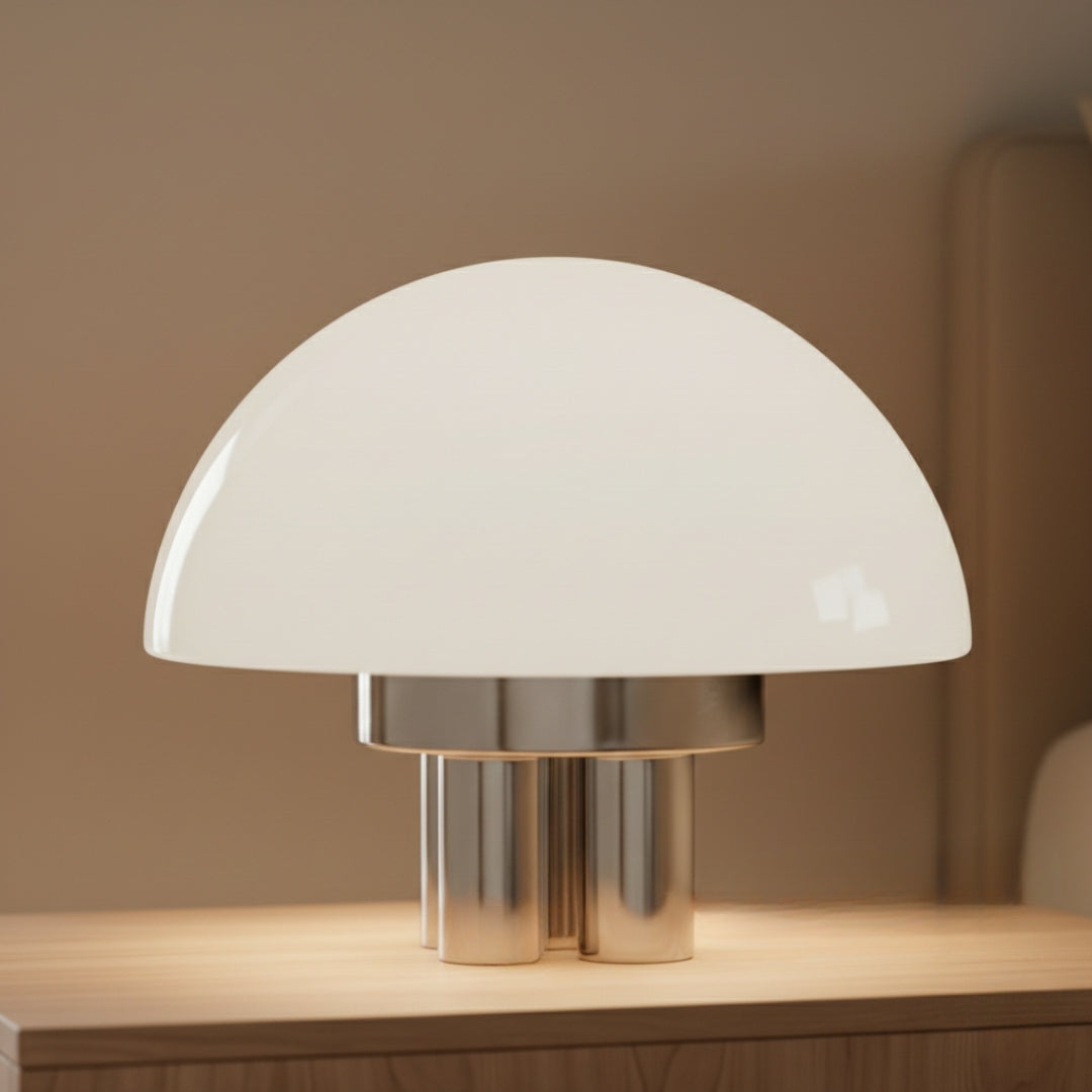Nachttischlampe Pilz Weiß