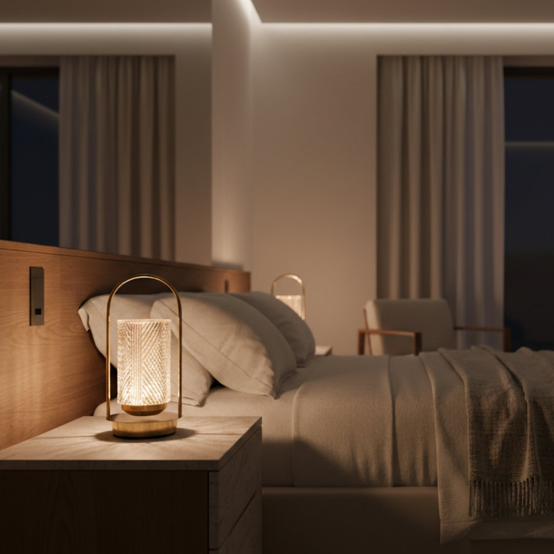 Nachttischlampe Kristall