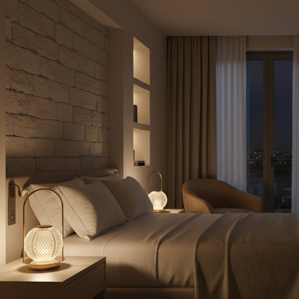 Nachttischlampe Kristall