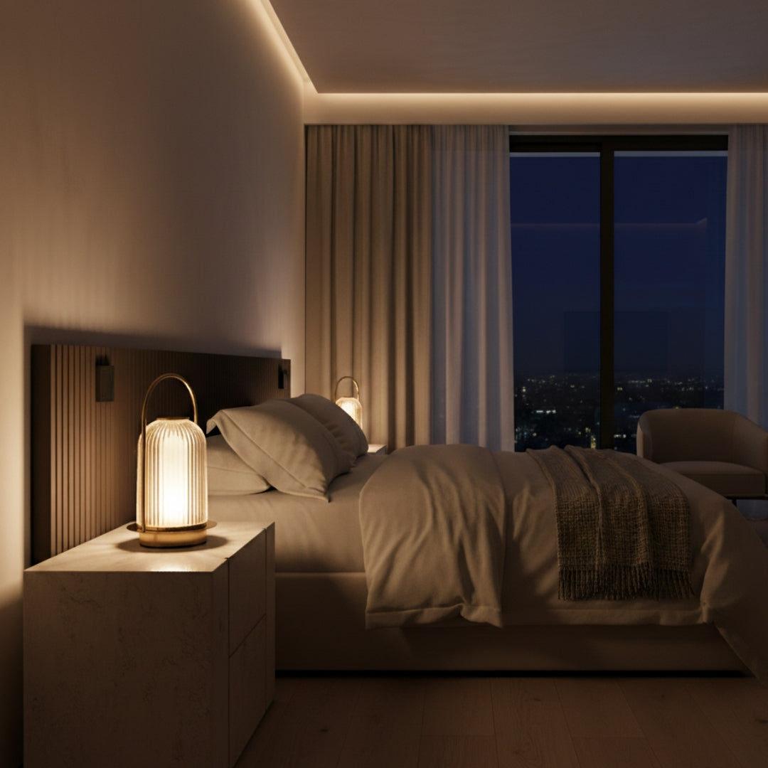Nachttischlampe Kristall