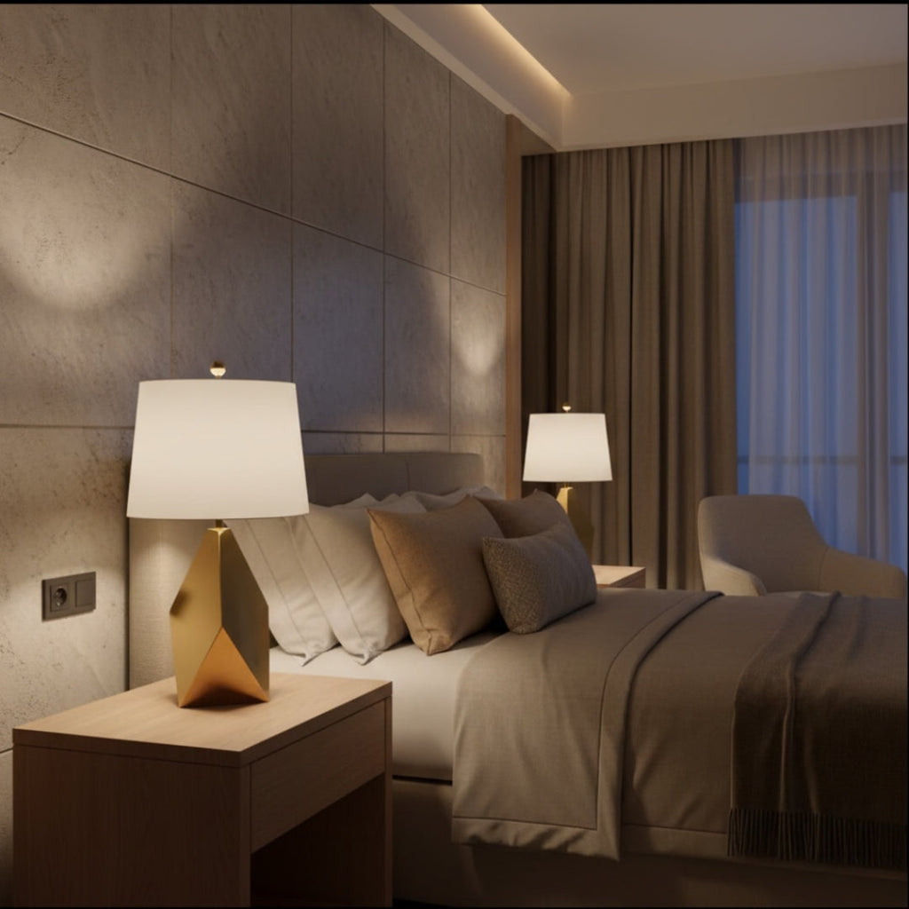 Nachttischlampe Diamant Gold