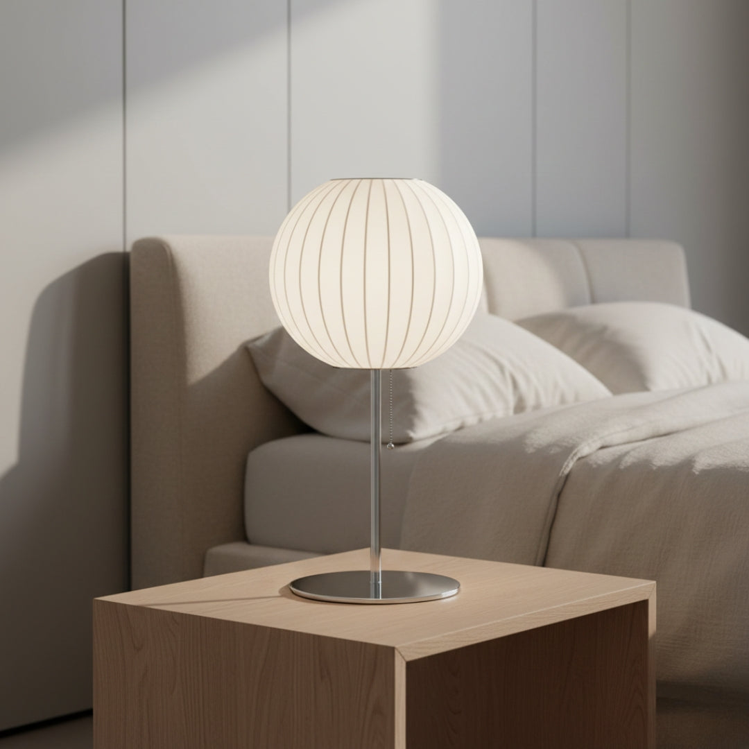 Nachttischlampe aus Stoff Weiß