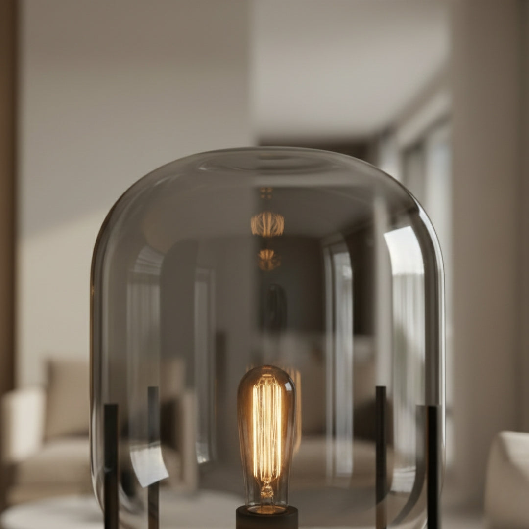 Nachttischlampe aus Rauchglas